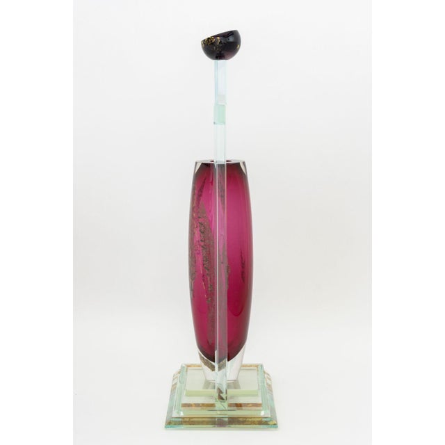 Illegibly Signed Postmodern Geometric Glass Vase, 1998 For Sale - Image 10 of 13