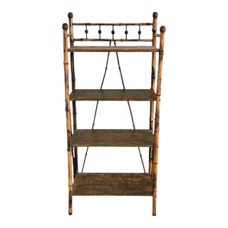 Antique Bamboo Form Etagere Four Shelf Bookcase Circa 1920s For Sale