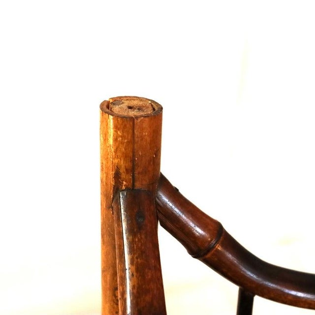 Antique Asian Bamboo Corner Etagere With Floral Leather Tooling & Mirror C1890 For Sale - Image 15 of 16