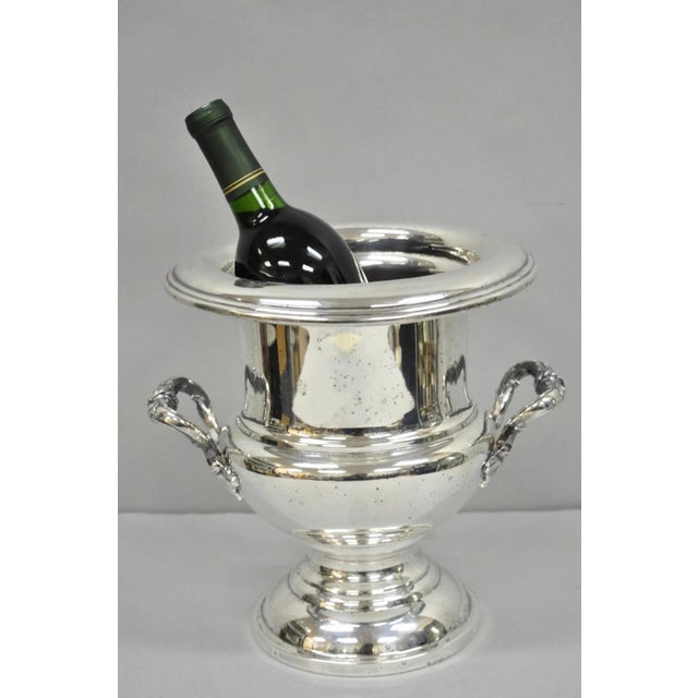 Victorian Silver Plated Trophy Cup Bar Champagne Chiller Ice Bucket by Crescent. Circa Mid 20th Century. Measurements: 10"...