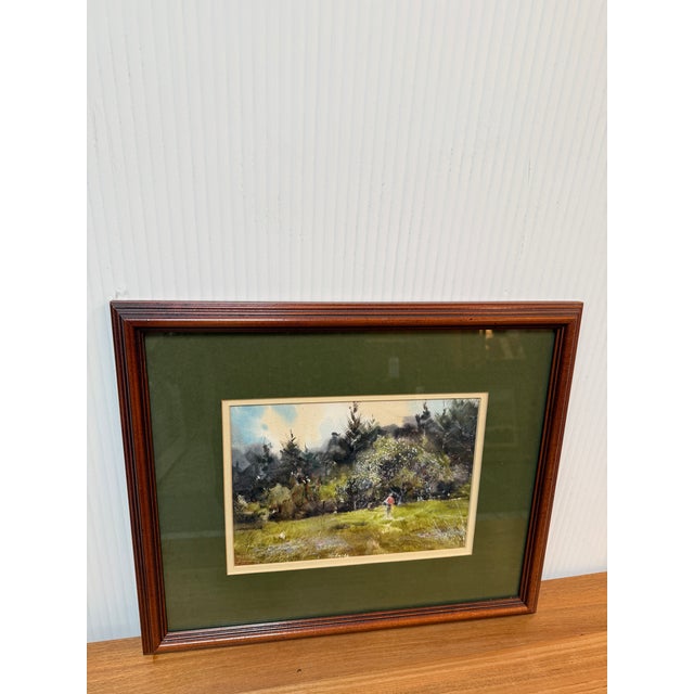 Traditional Original Watercolor Landscape Painting, Framed For Sale - Image 3 of 12