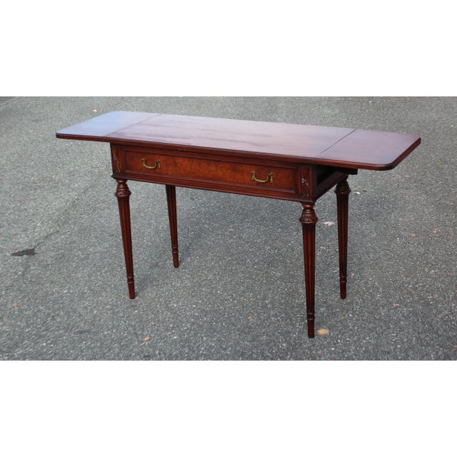 Traditional Early 20th Century Vintage Georgian Mahogany 1-Drawer Drop-Leaf Writing Table For Sale - Image 3 of 12