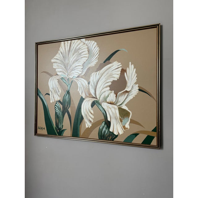 Mid-Century Modern Vintage 1970s Mid Century Floral XL Painting For Sale - Image 3 of 6