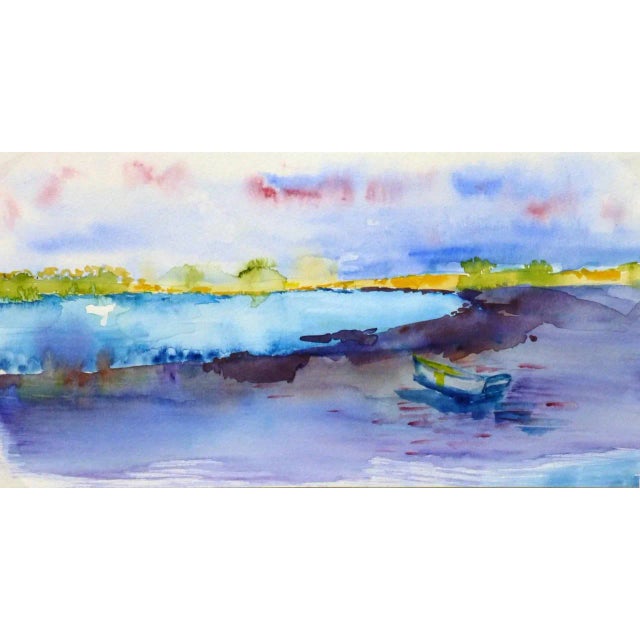 2000 - 2009 Monique Tachdjian, French Watercolor Landscape - Rainbow Lake For Sale - Image 5 of 5