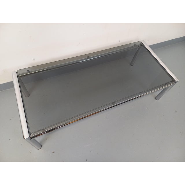 Vintage Rectangular Coffee Table in Smoked Glass and Chrome Metal, 1970s For Sale - Image 9 of 18