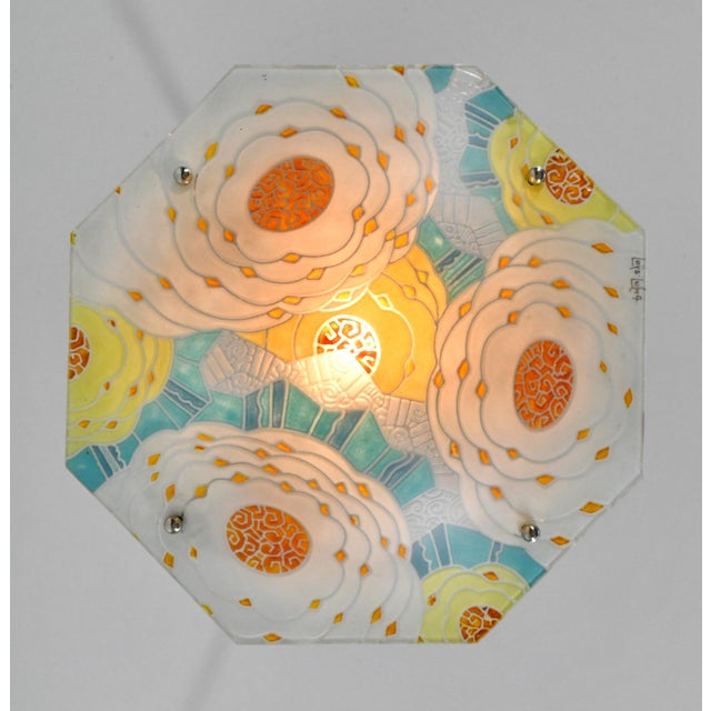 French Art Deco Pendant Light by Loys Lucha - 1930 Chandelier France For Sale - Image 10 of 18
