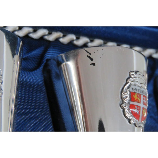 Boxed Set of 6 Newfoundland Crest Small Goblets Shot Cordial Metal Cups 4960b For Sale In Miami - Image 6 of 10