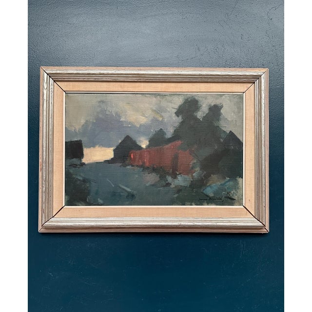 Arne Aspelin, Red Barn, 1950s, Oil on Canvas, Framed For Sale - Image 13 of 13