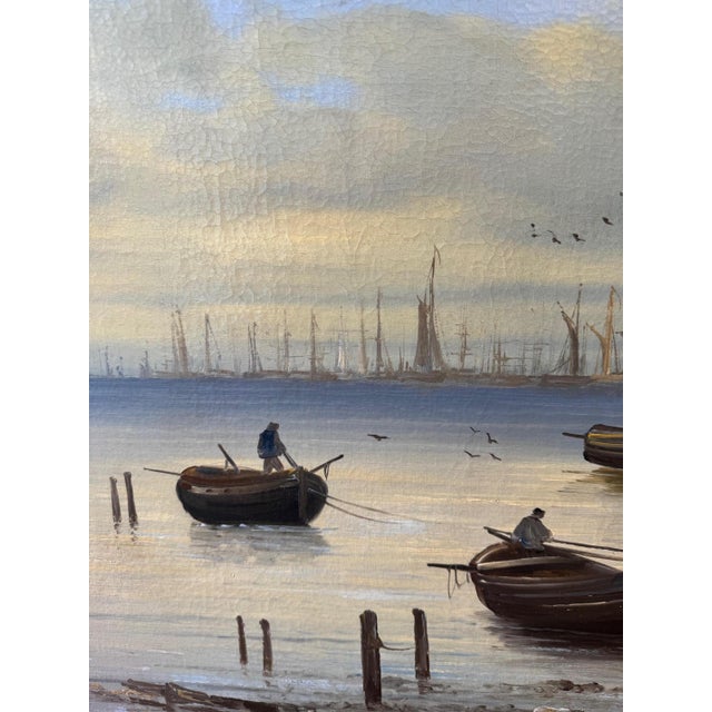 Maritime Coastal Landscape, 1800s, Oil Painting on Canvas, Framed For Sale - Image 6 of 7