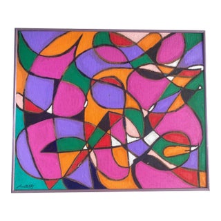 Post Modern Abstract Painting, Framed For Sale