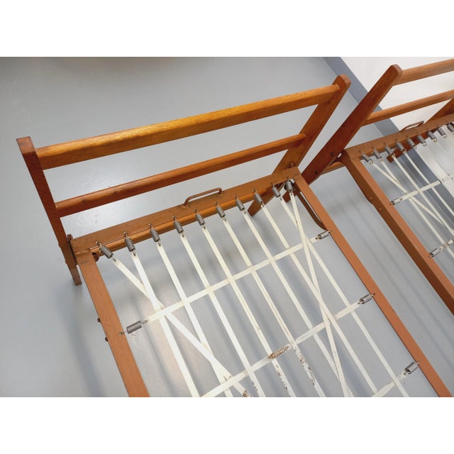 Vintage Stackable Daybeds in Oak Wood and Metal, 1960s, Set of 2 For Sale - Image 12 of 18
