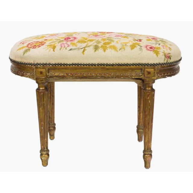 Louis XVI Style Giltwood Tabouret For Sale - Image 4 of 7