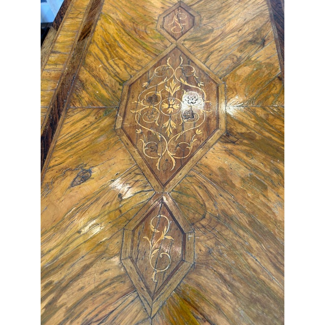 Neoclassical Neoclassical Mixed Wood Marquetry Italian Antique Writing Desk For Sale - Image 3 of 14