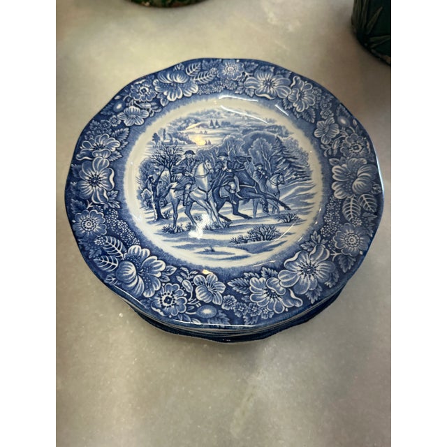 Ceramic Blue & White Staffordshire Desserts Plates, S/6 For Sale - Image 7 of 7