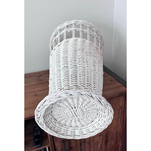 Wood Vintage 1980s Tall Wicker Handled Basket/Umbrella Stand For Sale - Image 7 of 8