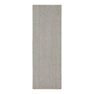 Rug & Kilim’s Contemporary Runner and Textural Rug in Solid Gray Striae For Sale