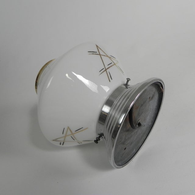 Art Deco Ceiling Lamp with Glass Shade and Gold Decorations, 1930s For Sale - Image 9 of 10