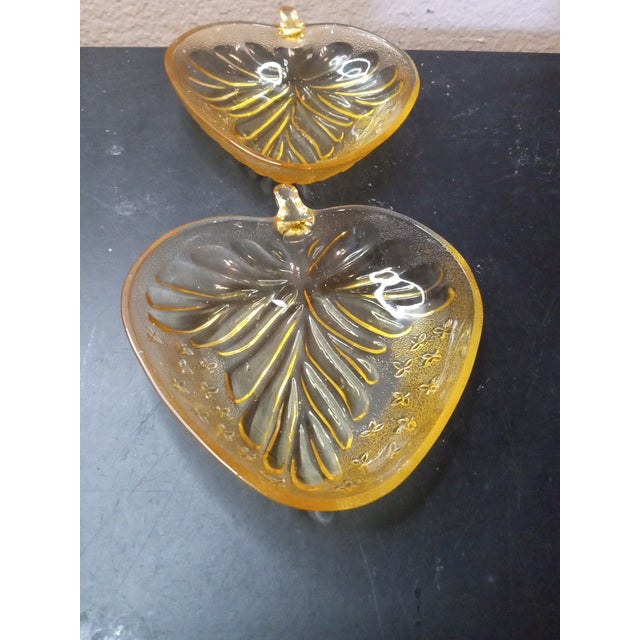 GORGEOUS Pair of Tiffin Amber Depression Glass Circa 1950 Leaf Trinket Holders This product is a pair of beautiful trinket...