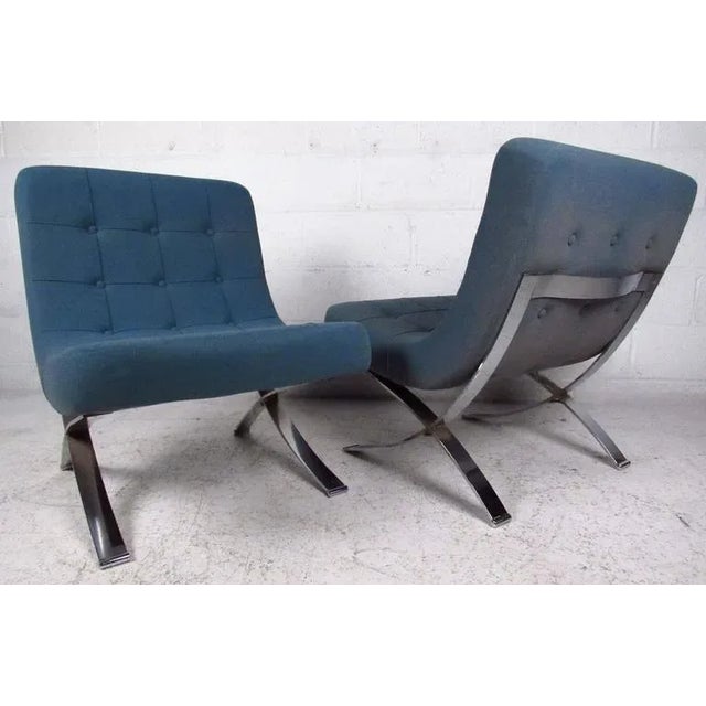 Mid-Century Italian Chrome-Based Lounge Chairs - a Pair For Sale - Image 10 of 10