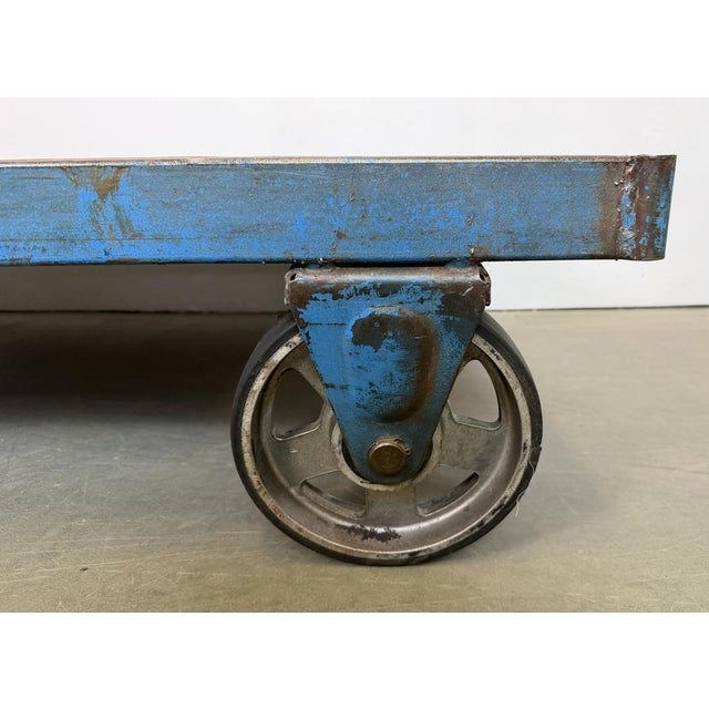 Large Industrial Blue Coffee Table Cart, 1960s For Sale - Image 10 of 18