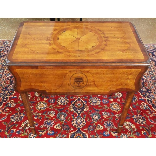 Traditional Theodore Alexander Replica Collection Sheraton Satinwood Inlaid Pembroke Table For Sale - Image 3 of 11