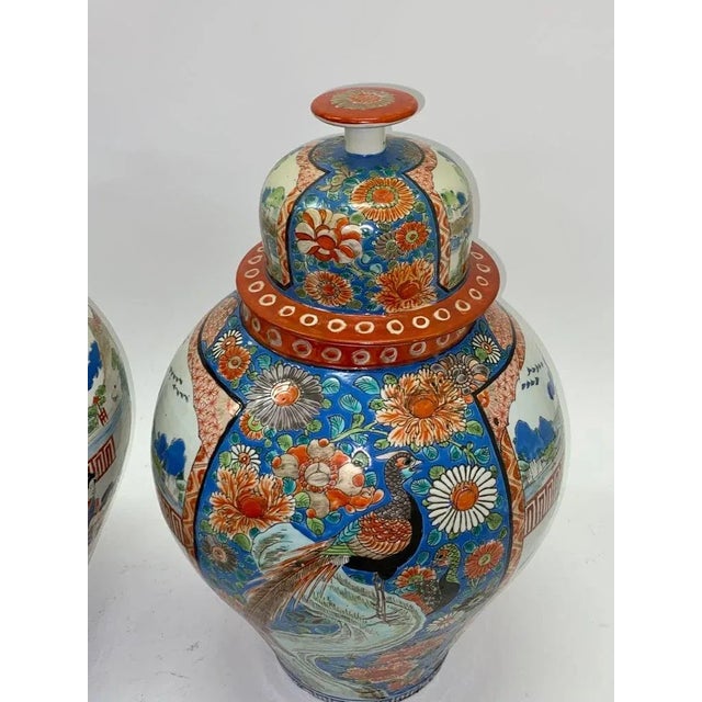 Japanese 19th Century Large Japanese Imari Ginger Jars- Set of 2 For Sale - Image 3 of 12