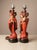 Vintage Faux Cinnabar Chinoiserie Figural Chalkware Table Lamps - Pair For Sale - Image 4 of 6