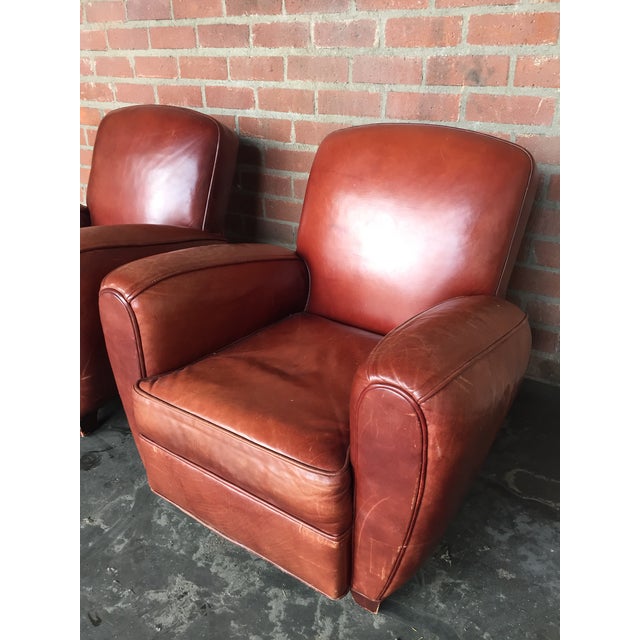 Saddle Brown Leather Club Chairs A Pair Chairish