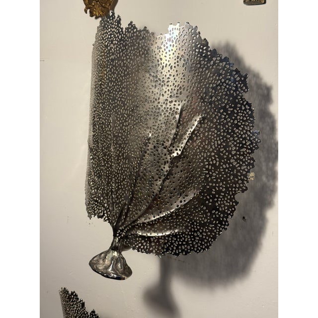 2020s Silver Sea Foam Coastal Electric Sconces - a Pair For Sale - Image 5 of 8