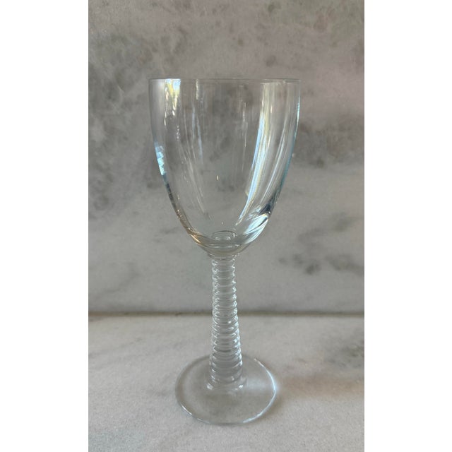 Traditional Set of 8 Vintage Ribbed Stem Wine Glasses For Sale - Image 3 of 9