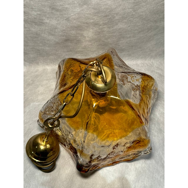 1970s Amber and Clear Murano Style Glass Pendant Lamp, 1970s For Sale - Image 5 of 14