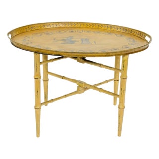 An English Tole Tea Tray on Stand Circa 1860 For Sale