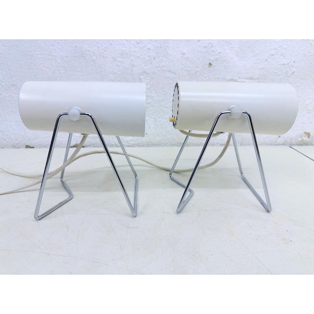 Cream Space Age Minimalist Cylindrical Table Lamps, 1960s, Set of 2 For Sale - Image 8 of 13