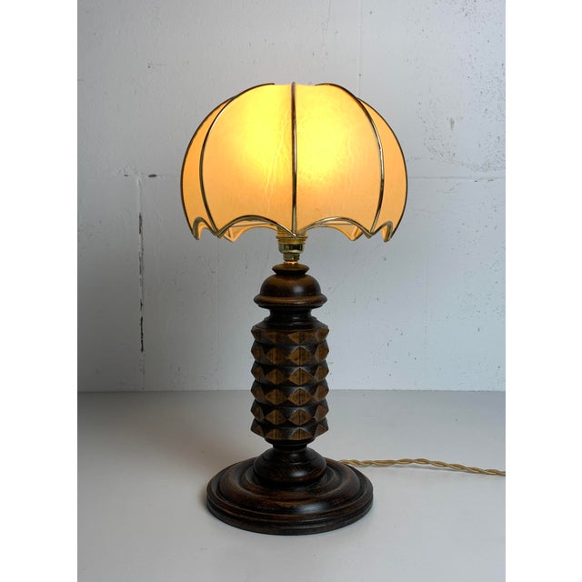 Charles Dudouyt French Modern Wood Turned Mushroom Cocoon Table Lamp by Charles Dudouyt, 1950s For Sale - Image 4 of 14