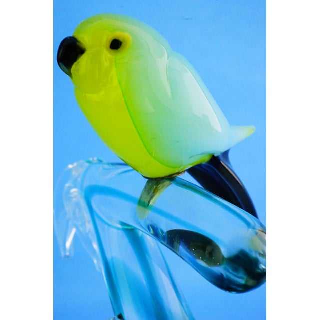 20th Century Sculpture of Parrot on Branch in Opaline Murano Glass attributed to Seguso Glassworks, Set of 2 For Sale - Image 18 of 18