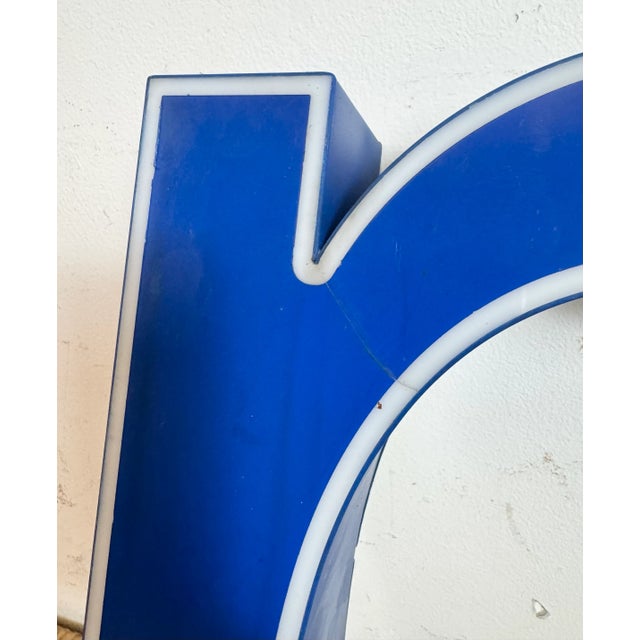 Vintage Blue Plastic Illuminated Letter R, 1970s For Sale - Image 6 of 14