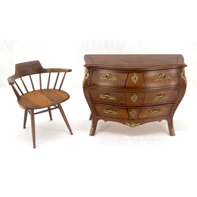 Bombe French Parquetry Top Bronze Mount Ormolu Mount 3 Drawers Dresser MINT For Sale - Image 11 of 17