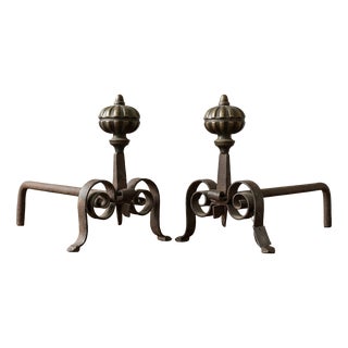 Antique Italian Fireplace Andirons, Set of 2 For Sale