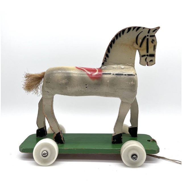 Vintage Wooden Horse on Rolling Board, 1930s For Sale - Image 15 of 15