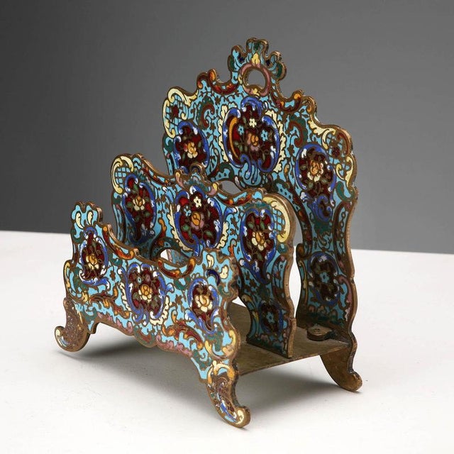 Letter Holder in Bronze with Cloisonné Enamels For Sale - Image 3 of 9