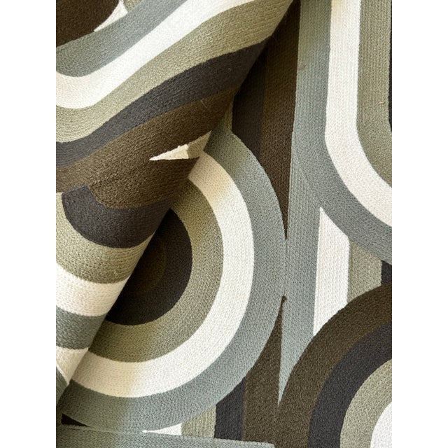 Zinc Textiles Crewel Embroidery Plan B Upholstery Fabric Superstar 2 1/2 Yards For Sale In Raleigh - Image 6 of 7