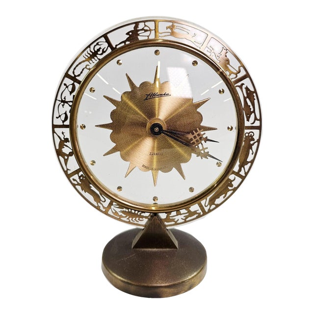 1970s Rare Midcentury Zodiac Clock by the German Company, Atlanta. For Sale