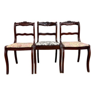 Vintage Mahogany Rose Back Regency Duncan Phyfe Style Dining Chair - Set of 3 For Sale