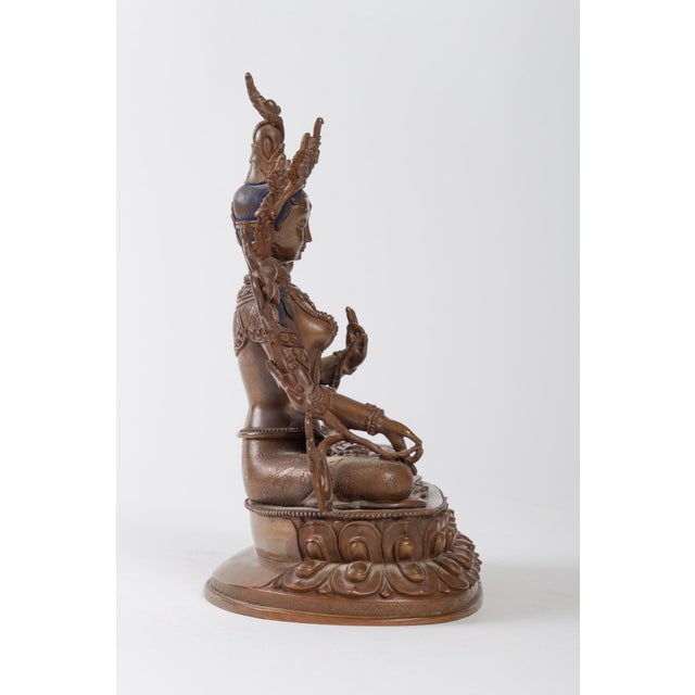 Sculpture Indian Goddess in Patinated Bronze For Sale - Image 3 of 8