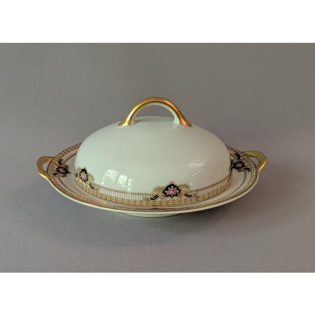 1920's Royal Bayreuth Bavaria Round Butter Dish Belmont Pattern