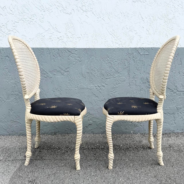 Cream Vintage French Provincial Carved Wood Cane Back Dining Chairs - Set of 6 For Sale - Image 8 of 12