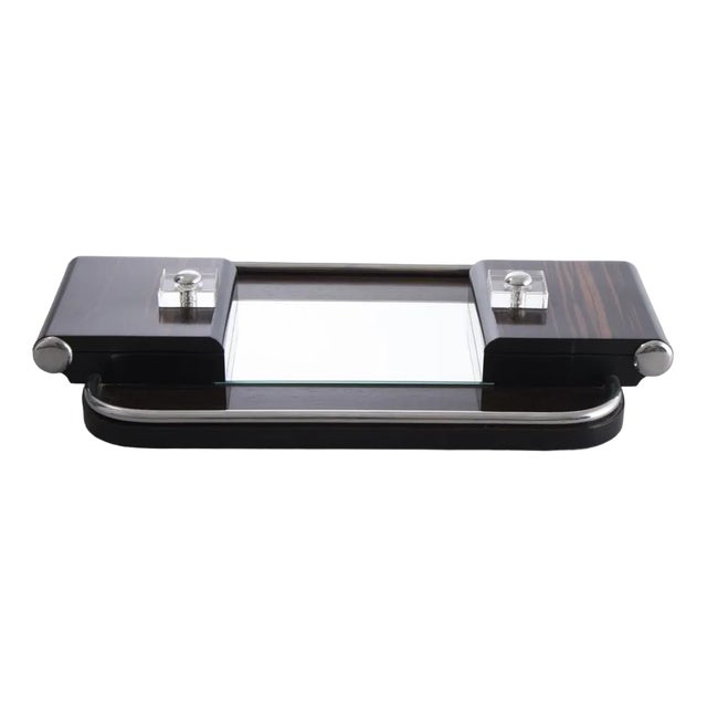 Art Deco French Macassar and Silver-Plated Tray from Louis Prodhon, 1930s For Sale