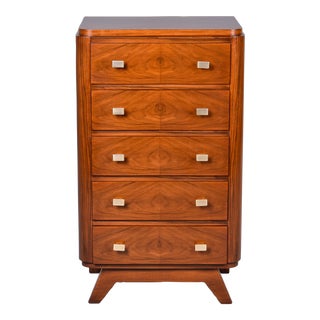Slender Five Drawer Art Deco Chest For Sale