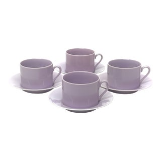Vintage Lilac Teacups & Saucers by Fitz and Floyd - Set of 4 For Sale