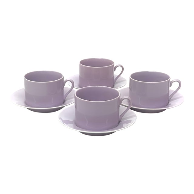 Vintage Lilac Teacups & Saucers by Fitz and Floyd - Set of 4 For Sale